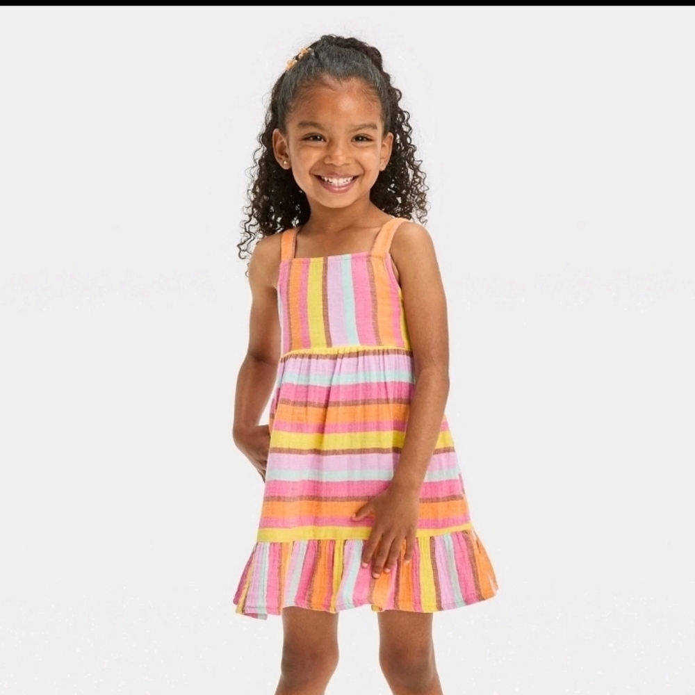 Cat & Jack Toddler Girls' 'Striped' Gauze Dress Multicolored